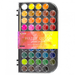 Акварель медовая Yalong 48 цветов, неоновая, с кистью, пласти...