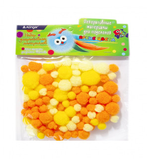 Декоративный материал Alingar: пушистые помпоны, 80 шт, 'Солнечные цвета' 1