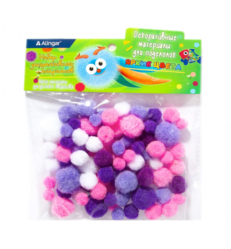 Декоративный материал Alingar: пушистые помпоны, 80 шт, 'Ягодно-розовый'