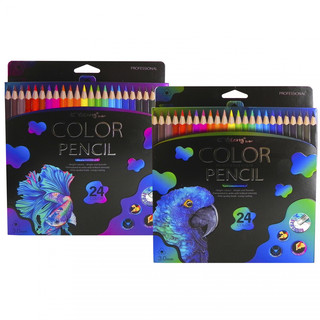 Карандаши цветные 24 цвета, Yalong 'Неоновые животные' с ластиком 4