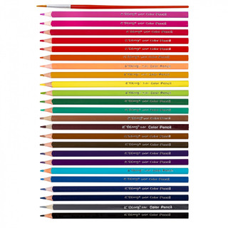 Карандаши цветные акварельные 24 цвета, Yalong 'Неоновые животные' с кистью 2