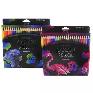 Карандаши цветные акварельные 24 цвета, Yalong 'Неоновые животные' с кистью 3