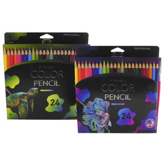 Карандаши цветные акварельные 24 цвета, Yalong 'Неоновые животные' с кистью 4