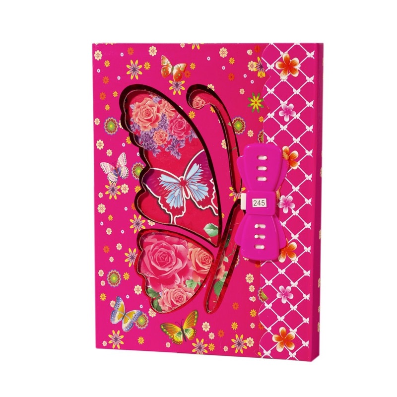 Подарочный блокнот в футляре 'Бабочка и бант' клапан с кодовым замочком