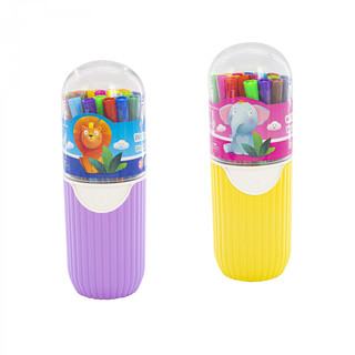 Фломастеры 24 цвета, Yalong.Слоник', смываемые чернила, пластиковый тубус 2