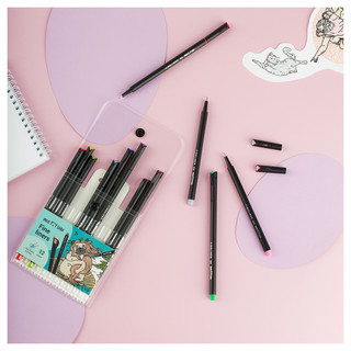 Набор капиллярных ручек MESHU 12 цветов, 0.4 мм