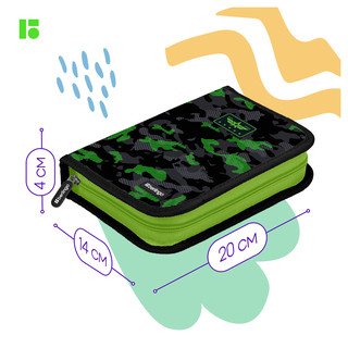 Пенал-книжка Berlingo 'Black and green', 1 отделение 3
