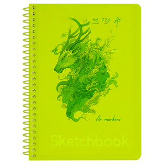 Скетчбук А5, 40 листов, на гребне BG 'Neon. Yellow', маркерная бумага 120г/м2