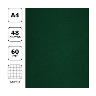 Тетрадь А4, 48 листов, клетка, BG, бумвинил, зеленый 2