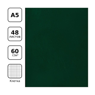 Тетрадь А5, 48 листов, клетка, бумвинил, BG, зеленый 2