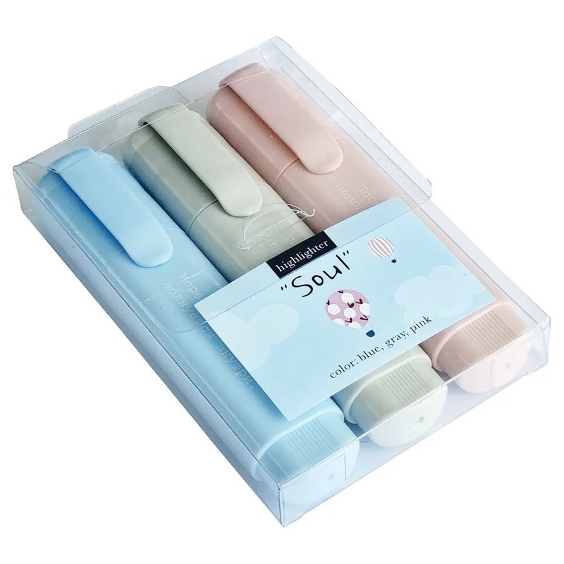 Набор текстовыделителей 3 цвета, 'Soul', Be Smart