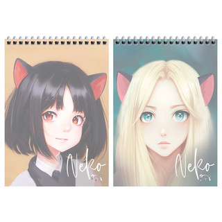 Блокнот А5, 60 листов, на гребне MESHU 'Neko', пластиковая об...