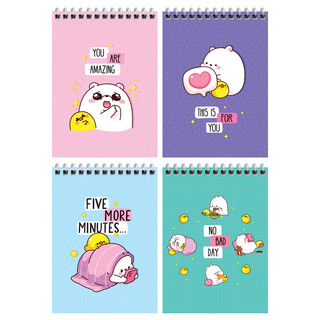 Блокнот А6, 60 листов, на гребне MESHU 'Happy time', в ассорт...