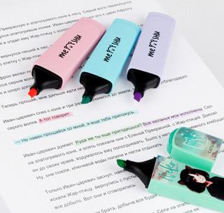 Текстовыделители 4 цвета, MESHU 'Neko', пастельные цвета, 1-5 мм 4