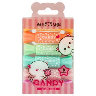 Текстовыделители двусторонние 6 цветов, MESHU 'Candy', пастельные цвета