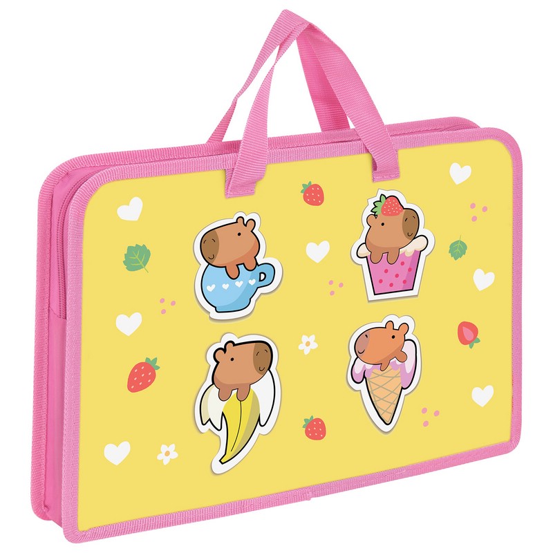 Папка на молнии с ручками 'Капибары' А4, 1 отделение, пластик, Юнландия