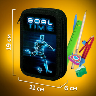 Пенал 'Goal' 3 отделения, 19х11 см, Пифагор артикул 271547 11