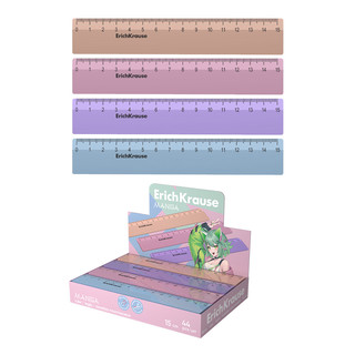 Линейка пластиковая ErichKrause Manga, 15см, ассорти. Цена за...