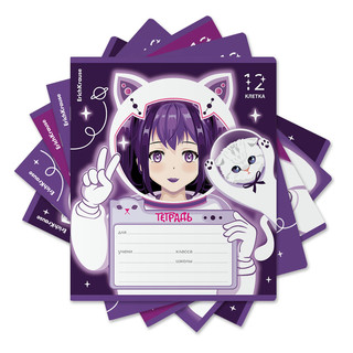 Тетрадь А5, 12 листов, клетка, ErichKrause Space Anime, ассор...