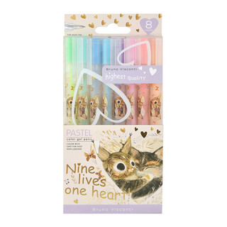 Набор гелевых ручек 8 цветов, BV UniWrite Pastels 'Котики, Сч...