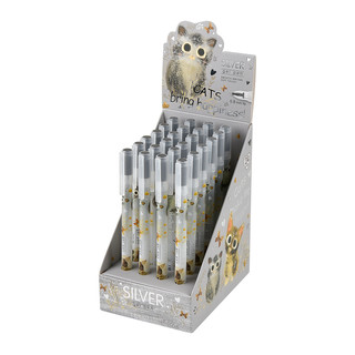 Ручка гелевая BV UniWrite 'Котики приносят счастье' 0.8 мм, серебряный  4