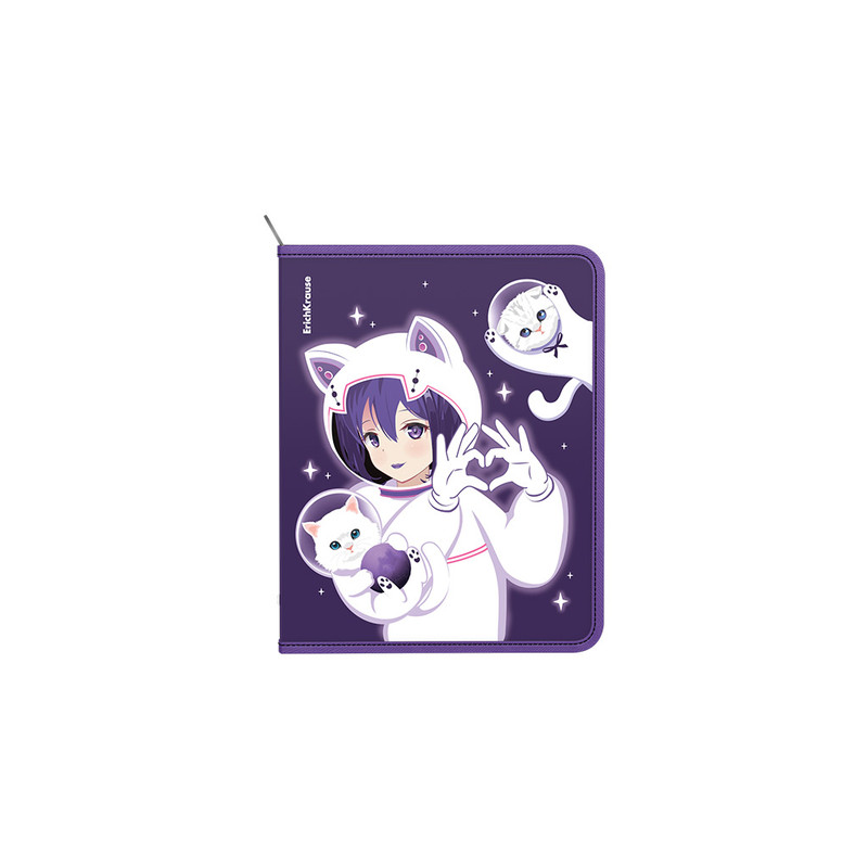 Папка для тетрадей на молнии пластиковая А5+, ErichKrause Space Anime
