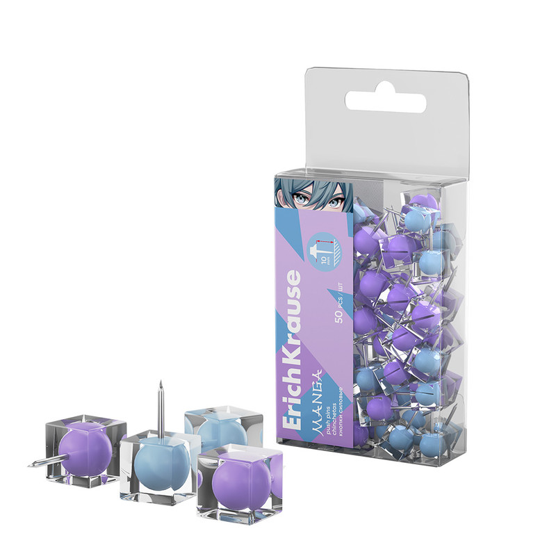 Кнопки силовые 50 шт, ErichKrause Manga, в пэт-боксе