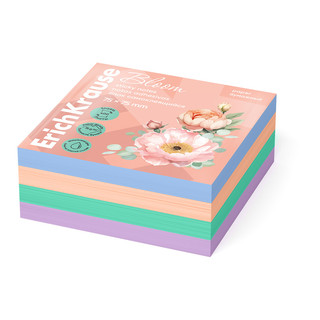 Блок самоклеящийся бумажный ErichKrause Pastel Bloom, 75х75 м...