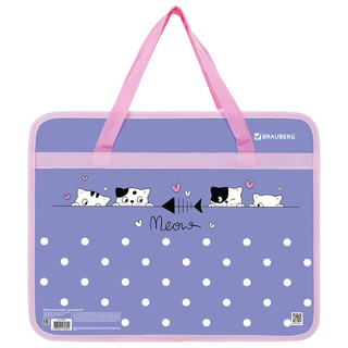 Папка сумка 'Meow' 1 отделение, А4, для тетрадей, труда, рисования, Brauberg 2