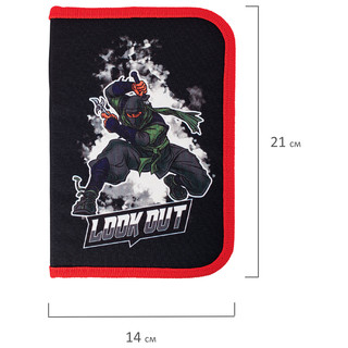 Пенал 'Ninja', 1 отделение, 2 откидные планки, полиэстер, 21х14 см, Brauberg 11
