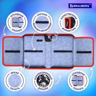 Пенал 'Ninja', 1 отделение, 2 откидные планки, полиэстер, 21х14 см, Brauberg 17