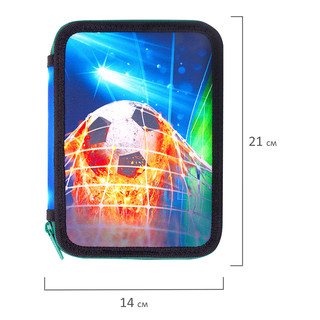 Пенал 2 отделения, 'Fire football', полиэстер, 21х14 см, Brauberg 12