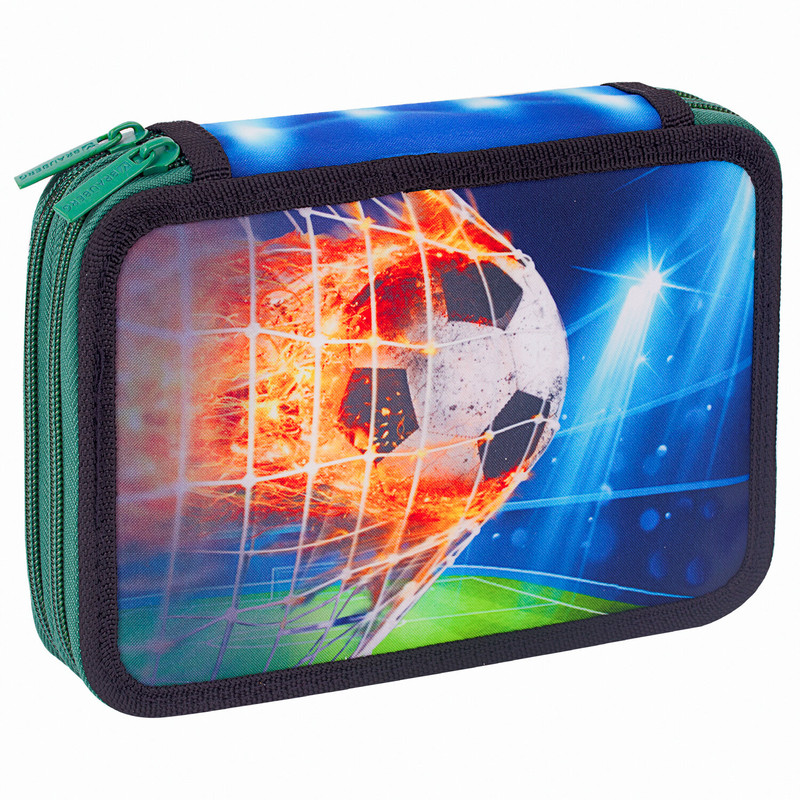 Пенал 2 отделения, 'Fire football', полиэстер, 21х14 см, Brauberg