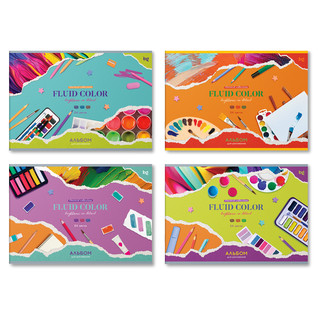 Альбом для рисования А4, 24 листа, на скрепке BG 'Fluid Color...