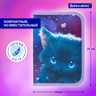 Пенал 'Anime cat' 1 отделение, 1 откидная планка, Brauberg 14
