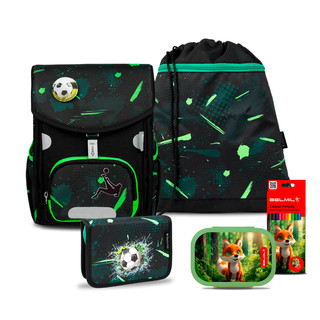 Школьный ранец BelMil PRIME Neon 'Футбол' с наполнением (4 пр...