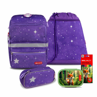 Школьный ранец Belmil ZIPPY 'Purple Sky' с наполнением (4 пре...