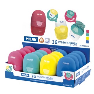 Ластик Milan Capsule в пластиковом чехле с щёткой, артикул 4900116 10