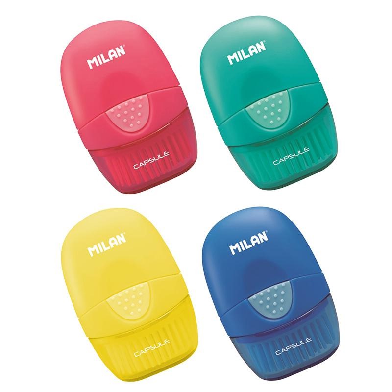Ластик Milan Capsule в пластиковом чехле с щёткой, артикул 4900116