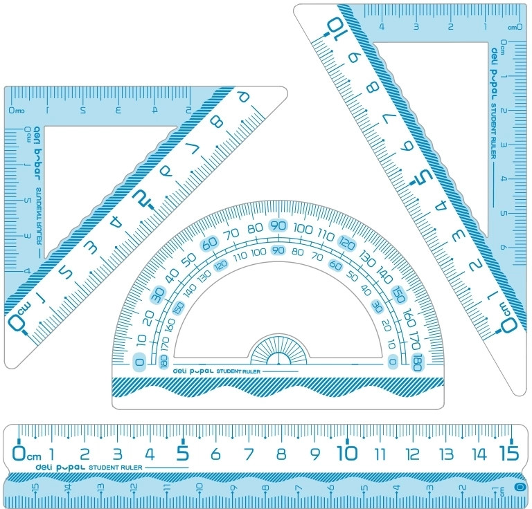 Набор линеек Deli VC138, 4 предмета, голубой