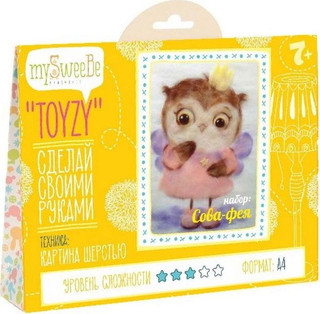 Toyzy Набор для изготовления картины из шерсти Сова-Фея