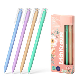 Ручка шариковая ErichKrause Slim Stick Pastel Bloom 0.7, ассо...