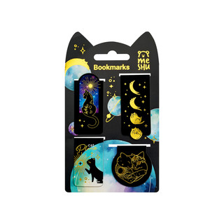 Закладки магнитные для книг, 4шт., MESHU 'Moon cat', софт-тач...