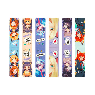 Закладки магнитные для книг, 6шт., MESHU 'Neko', глянцевая ламинация 3