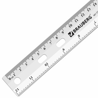 Линейка пластиковая 30 см, прозрачная, Brauberg 'Crystal' 4