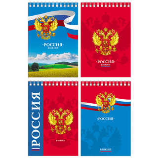 Блокнот А6, 60 листов, на гребне, BG 'Россия', ассорти. Цена ...