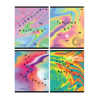 Тетрадь А5, 48 листов, линия, BG 'Luminous flux', ассорти. Це...