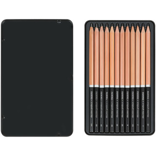 Набор карандашей чернографитных Гамма 12 шт., 10B-2H, металлический пенал 2