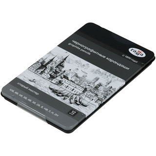 Набор карандашей чернографитных Гамма 12 шт., 10B-2H, металлический пенал 3