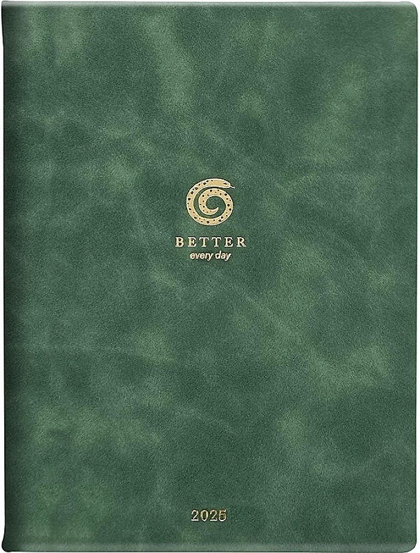 Еженедельник-планер датированный 2025 Infolio Snake (Змея) А4, 88 листов, твердая обложка из экозамши, зеленый